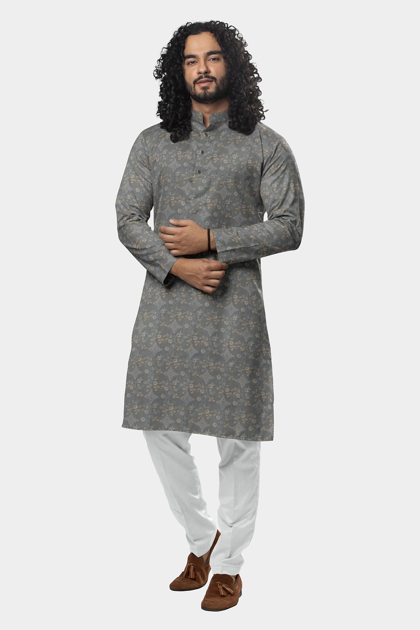 Grey Serenity with Blue Embroidered Kurta SK27